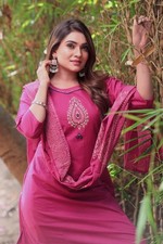 Cotton A Line Kurti Pant Dupatta Set Hand Block Print Salwar Kameez Suit Dress