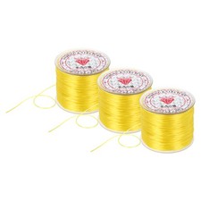 3 Rolls Elastic String for Bracelets, 0.8mm Stretch Bead Cord Yellow, 100m