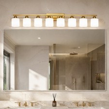 52" Vanity Light 8 Lights Milk Glass Shade Wall Lamp Bathroom Over Mirror Sconce