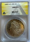 1880-S Morgan Silver Dollar $1 - ANACS MS63      Beautiful Coin!