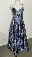 Eliza J Dress Womens 10 Floral Brocade Halter Gown Metallic Formal Evening FLAW