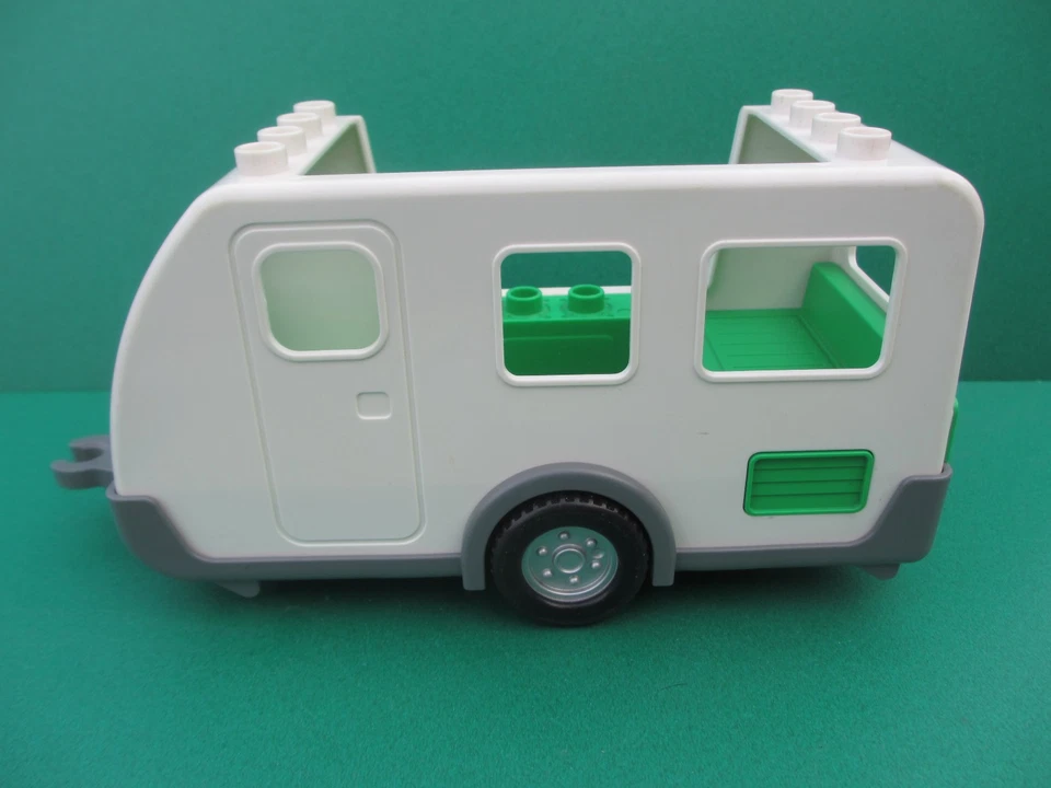 Lego Duplo Wohnwagen weiß grau grün Camping Caravan Urlaub Familie (241223X) - Bild 4 von 4