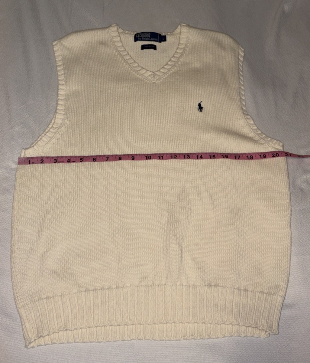 Vintage 90s Polo Ralph Lauren Cotton V-Neck Sweater Vest Men's L