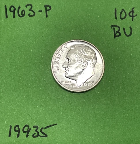 1963 Roosevelt Dime 10c BU Uncirculated Mint State 90% Silver