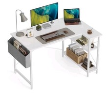 L Shaped Gaming Desk, 120x50/70 cm Computer Desk with Storage Bag, WHITE