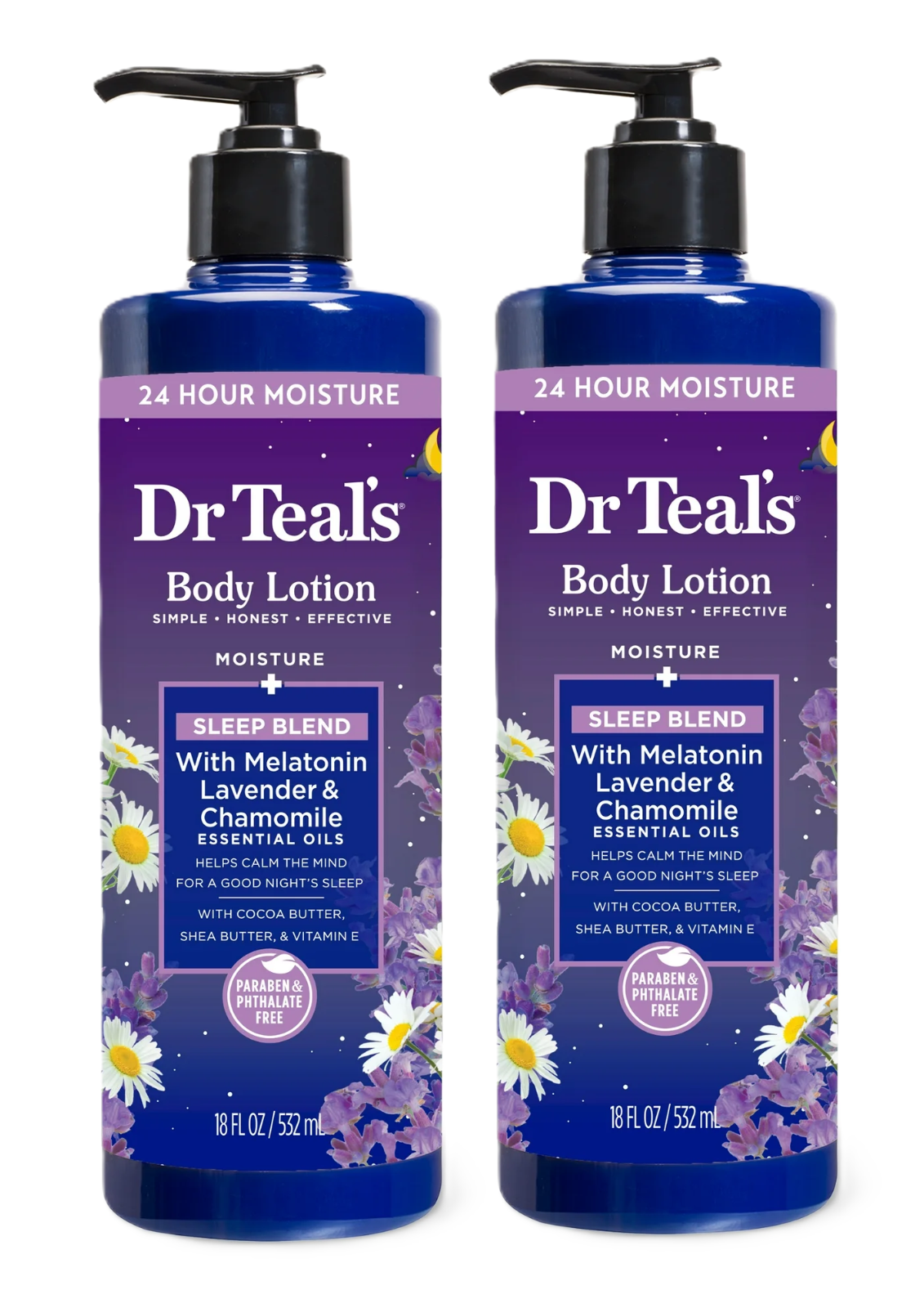 Dr Teal's Sleep Body Lotion w/ Melatonin Lavender & Chamomile 18oz 2 Pack