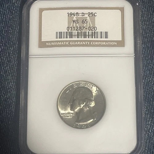 1948-D WASHINGTON SILVER QUARTER - PROOF LIKE / PCGS MS65 / HARD TO FIND / RARE