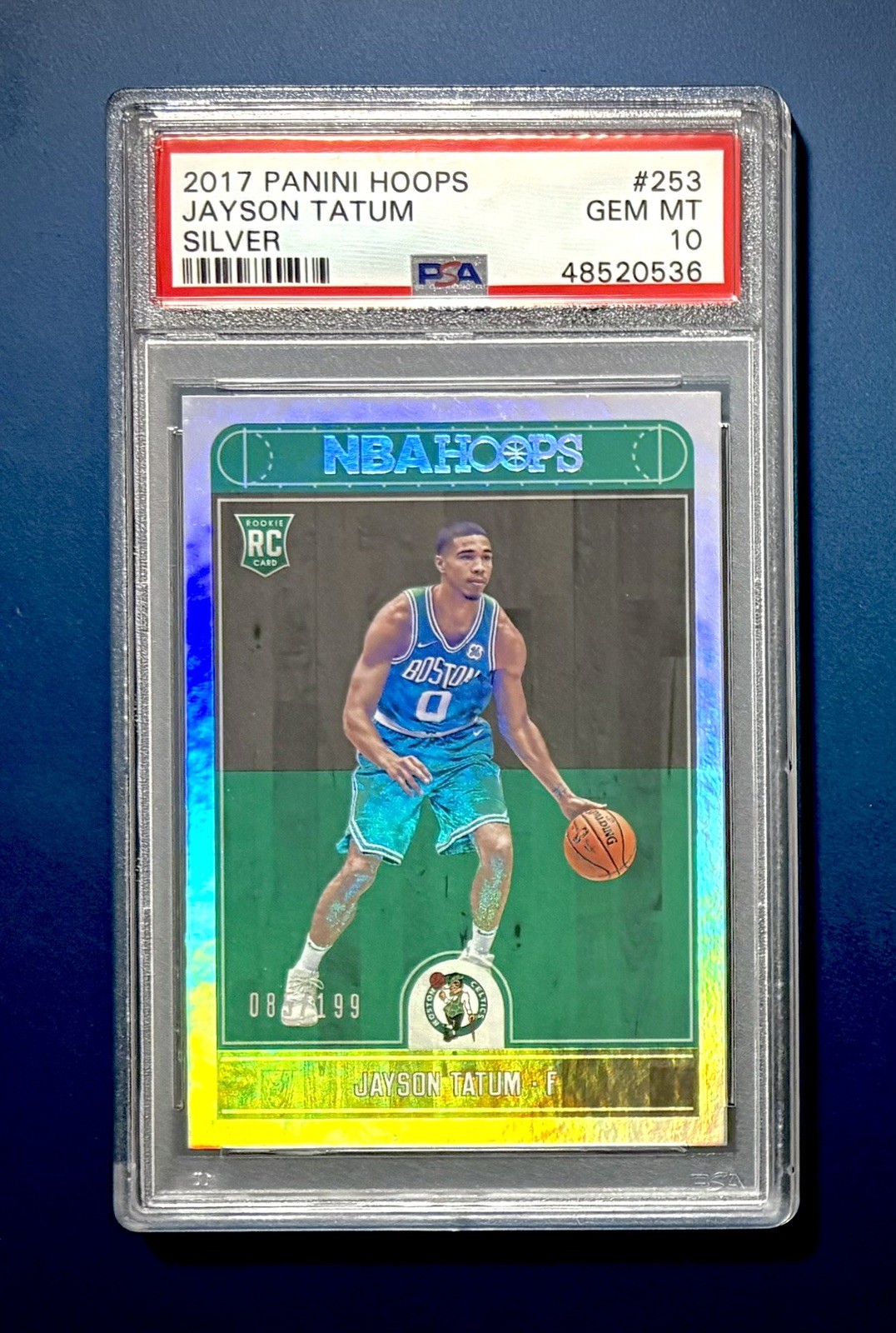 2017-18 Hoops Jayson Tatum Silver Rookie RC /199 PSA 10 view 1
