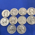 Lot of 10 Washington Silver Quarters 25C 0.9 Fine all nineteen forties 90% silve