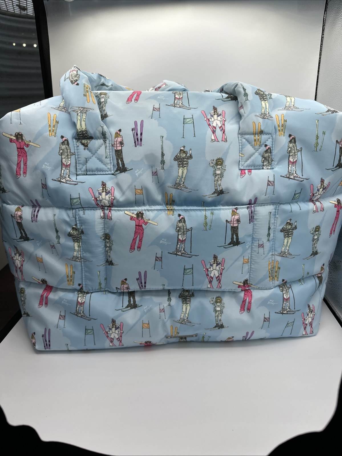 Betsey Johnson Blue Bag Ski/SNOW Weekender Travel Puffer Tote Neck Pillow NEW WT