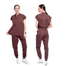 Women Nurse Medical Stretch Uniform Scrub Set V-Neck Top  Jogger Pant Hospital
