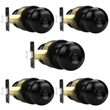 Matte Black Privacy Door Knobs Bed Bath Keyless Interior 5 Pack
