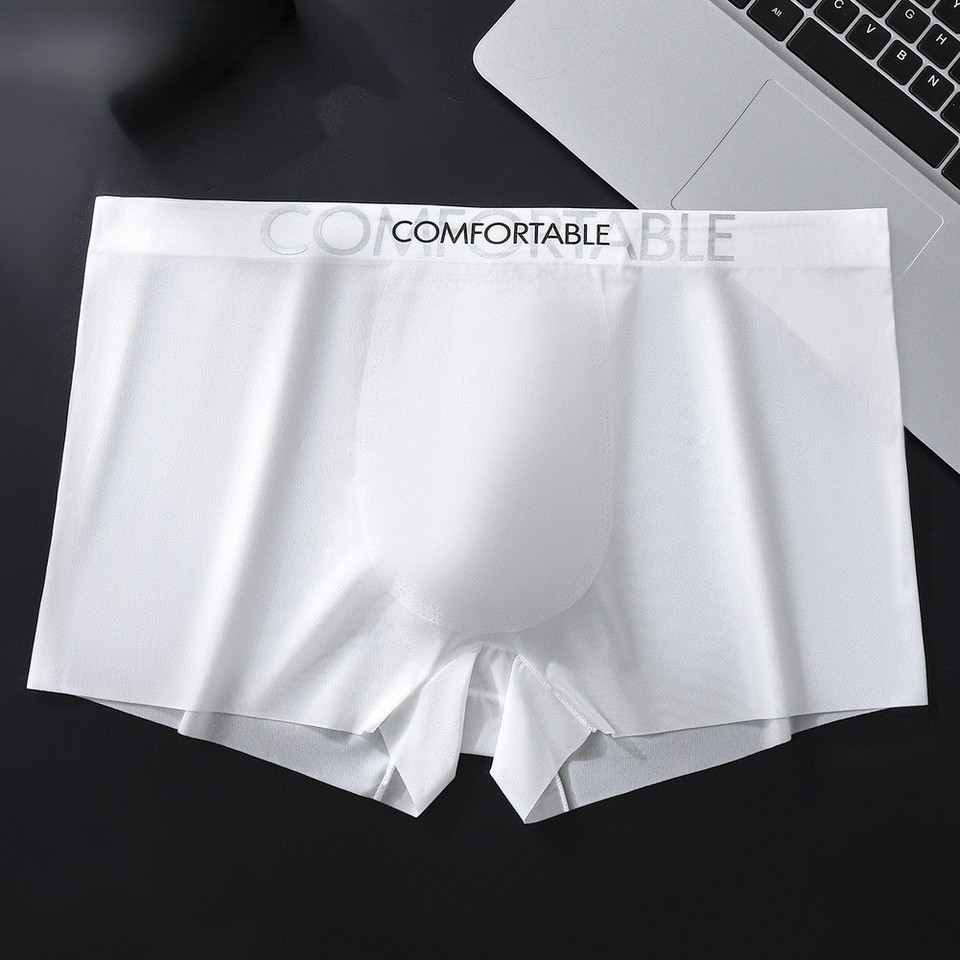 Men's Trunks Underwear Boxer Shorts Ice Silk Fabric 3D Bulge Pouch L ...