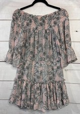 MISA Los Angeles Size XS Off The Shoulder Dress Light Pink Floral Flirty!