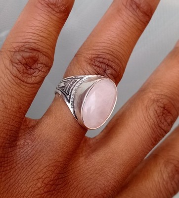 925 Sterling Silber Ring Rosenquarz Tuareg Gipsy Boho Zigeuner Wurzeln Gr 52