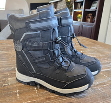 Totes Sage Boys Winter Snow Boots Size 3 - Black Grey Insulated - Used Excellent