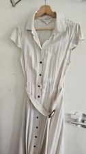 Apricot Beige Shirt Dress Size UK 10 Belted Button Front Midi Dress