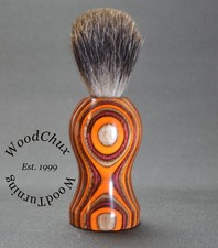 Handmade Color Wood Silver Badger Hair Shaving Brush Made In USA Wood 307a