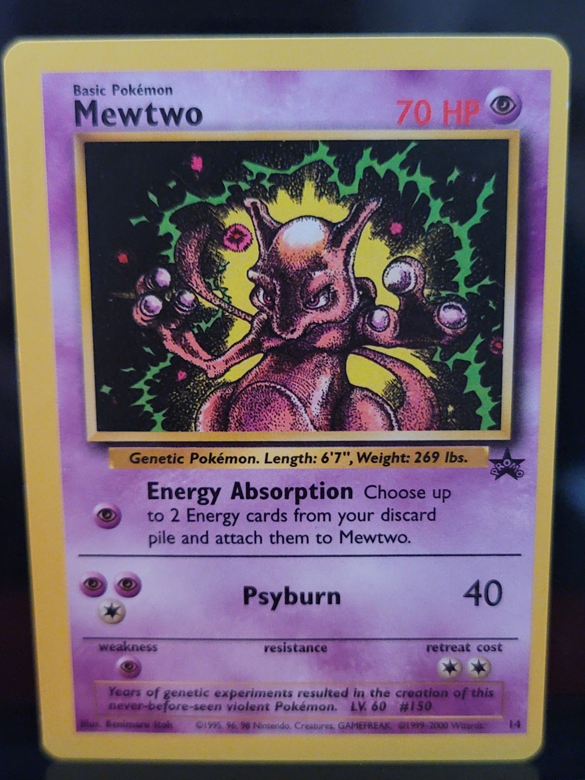 Mewtwo #14 PROMO 1999-2000 ERROR OFF CENTERED FRONT AND BACK
