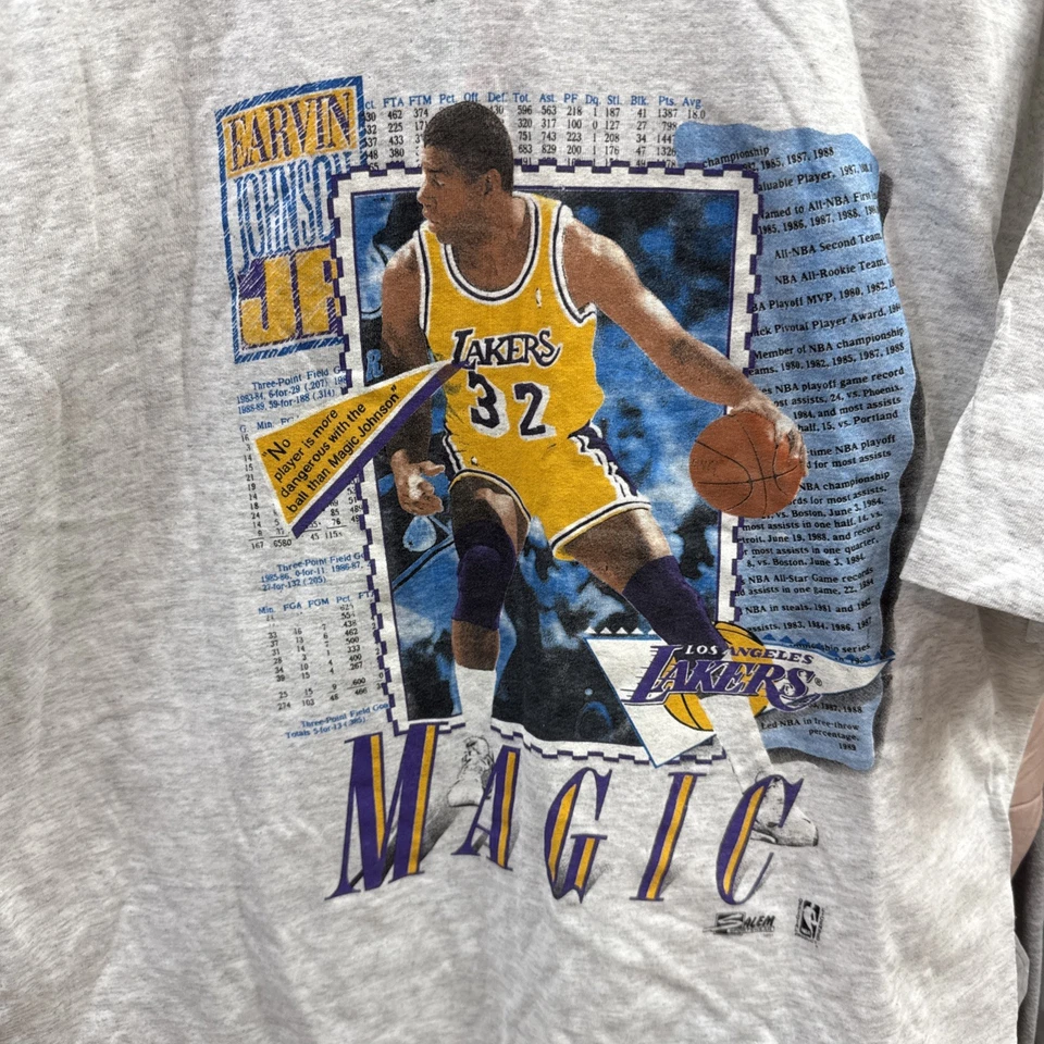 1990 Los Angeles Lakers Magic Johnson Salem ropa deportiva camiseta Foto 2 de 4