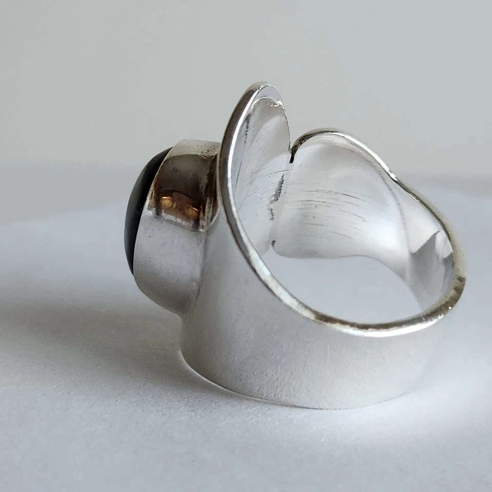 ATI Sterling Silver Black Onyx Statement Ring | Wrap Around Band | Size 7.5 | 12 - Image 3 of 4