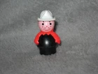 Vintage Fisher-Price Little People Figure ~ Fireman Wood/Plastic Orange B2407.5