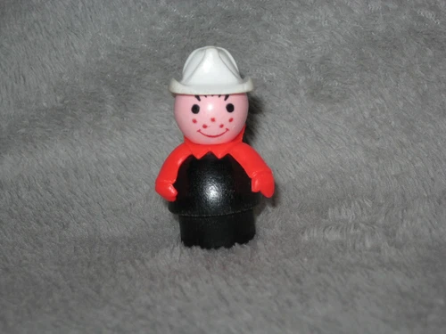 Vintage Fisher-Price Little People Figure ~ Fireman Wood/Plastic Orange B2407.5