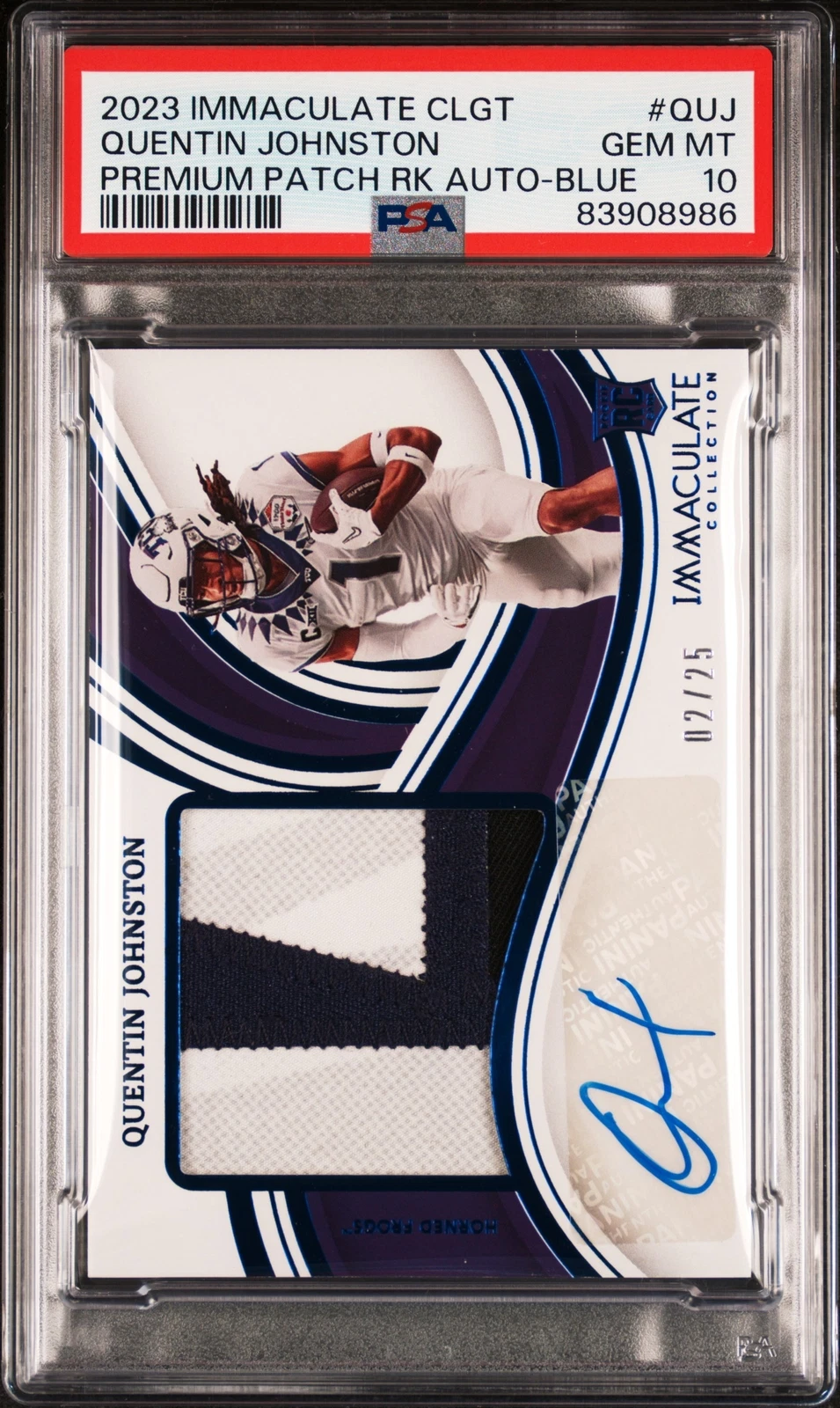Quentin Johnston Panini Immaculate Collection Collegiate Premium Patches Rookie Autographs #QUJ Blue