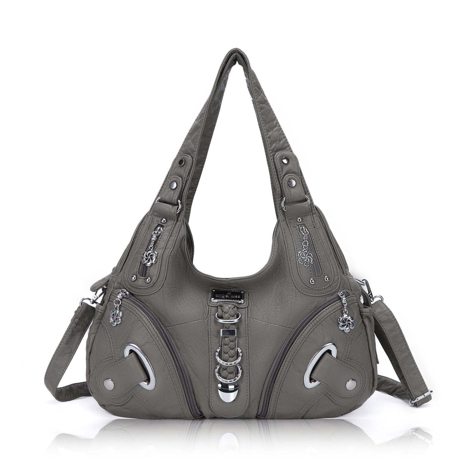 Angelkiss Hobo Purses and handbags for Women Purses Large Daily Shoulder grey