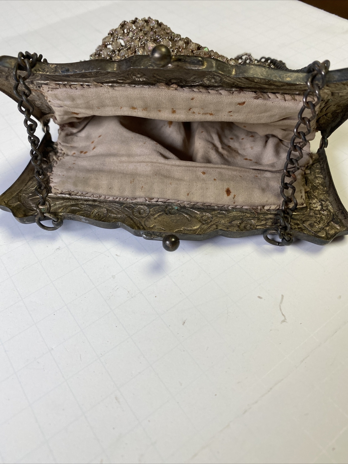 ANTIQUE VINTAGE VICTORIAN MICRO BEADED PURSE Has Tear - Gem