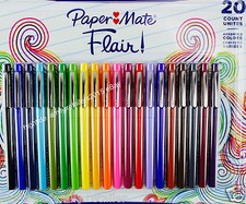 Paper Mate Flair Colored Pens Felt Tip Medium-Point Assorted Colors, Set of 20