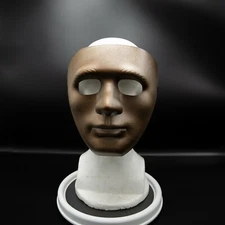 Halloween 3D Scary Bronze Face Mask Hollow Eyes Adult Eerie Creepy Costume NWT