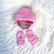 Nike Toddler Girl Swoosh Trapper Hat  Mittens Set Fleece One Size