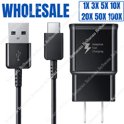 100Pack Bulk Lot USB C Charger Cable Fast Wall Power Adapter For Samsung Andorid