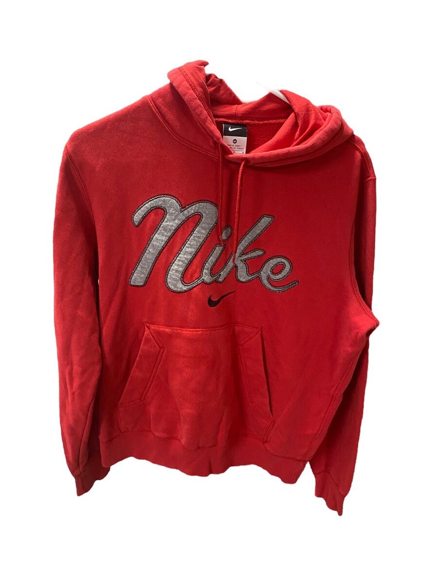 Vintage Nike Script Cursive Swoosh Logo Red Pullover Hoodie Vintage Nike Script Cursive Swoosh Logo Red Pullover Hoodie