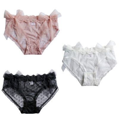 Spitzenhöschen Unterwäsche gepunktet Netz Dessous Schlüpfer Slip Lolita sexy