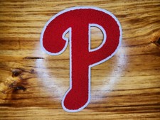5" x 6.5" Phillies chenille "P" iron on patch. No sewing needed but can be