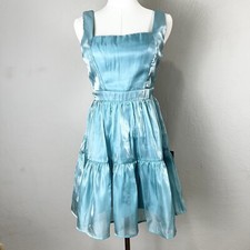 Lulu's Mini Dress Thriving Darling Shiny Tiered Teal Blue Party Size XS NEW