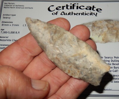 A NICE MISSOUR FOUND  SEARCY  POINT  with   KEN PARTAIN COA  4 YOUR COLL.  B438