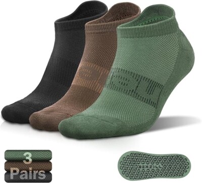3 Pairs Non Slip Yoga Socks With Grips for Women & Men, Unisex Anti Skid Socks