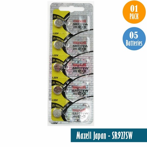 Maxell 395 Watch Cell Batteries SR927SW SILVER-OXIDE New Sealed (Pack 5) - Picture 2 of 2