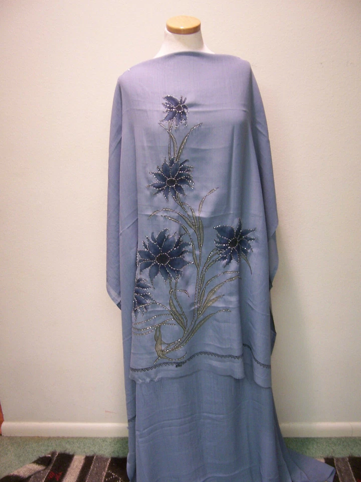 3 TELAS DE DISEÑO A JUEGO GRIS AZULADO MAGNÍFICOS DISEÑOS CON CUENTAS Y LENTEJUELAS 7+yd Foto 4 de 4