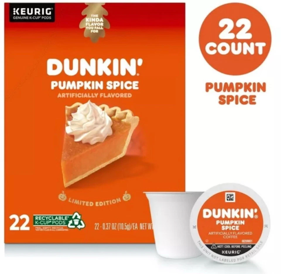 Pumpkin Spice Fall edición limitada 22 cápsulas K-Cup, Dunkin’ Coffee Best 6/2025 Foto 3 de 4