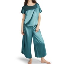 NEW BB Dakota Womens Size S Small Green Satin 2 Piece Lounge Set NWT