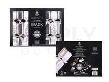 Tom Smith 8 Pack Luxury Christmas Crackers Silver Plated Gifts Silver & White
