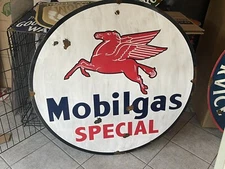 Antique style barn find look Mobil gargoyle dealer sales service oil gas pump