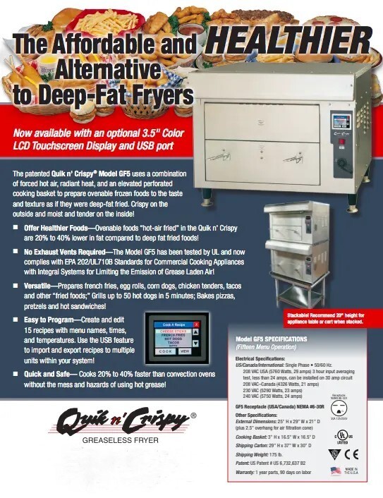 Quik n Crispy New Model GF5 Greaseless Ventless Commercial Air Fryer