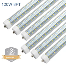 120W T8 8FT LED Tube Light Bulbs Garage Ceiling FA8 Single Pin LED Shop Lights