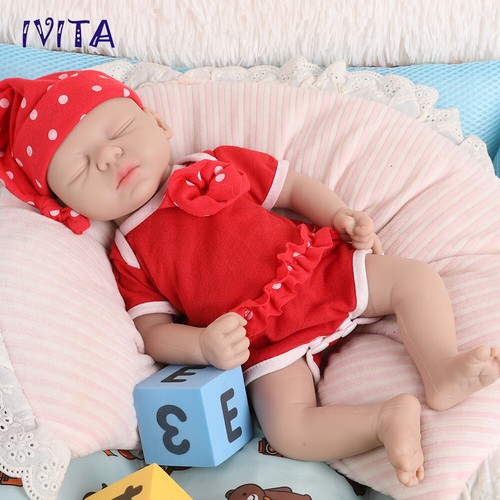 IVITA 15'' Silicone Reborn Girl Doll Eyes Closed Sleeping Floppy Silicone Baby - Picture 9 of 12