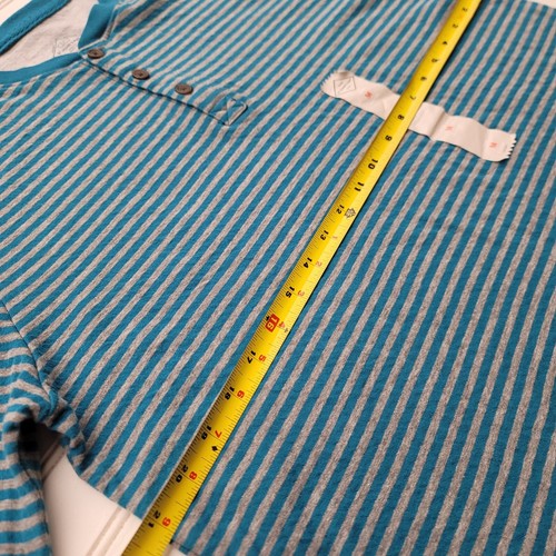 NWT St. Johns Bay Shirt Mens Blue Gray Striped Henley Long Sleeve Casual Sz M - Picture 5 of 9